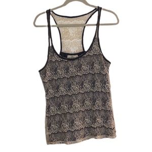 Abercrombie and Fitch. Size large. Grey tank with cream lace covering.